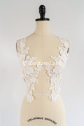 Romantische Applikation off-white/ Brautapplikation mit 3D Blumen & Perlen/ Brautkleid Spitzenapplikation/ Blumen Brautspitze Applikation// A24-385
