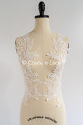 Romantische Applikation off-white/ Brautapplikation mit Blumen & Pailletten/ Brautkleid Spitzenapplikation/ Blumen Brautspitze Applikation// A24-386