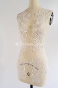 Romantische Applikation off-white/ Brautapplikation mit Blumen/ Brautkleid Spitzenapplikation/ Blumen Brautspitze Applikation// A24-387