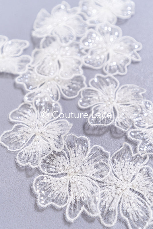 40Stk. Spitzenblumen zum Aufnähen/ 3D Blumen Spitzenapplikation/ Hochzeitskleid Spitzenapplikation/ Braut Spitze// A26-454