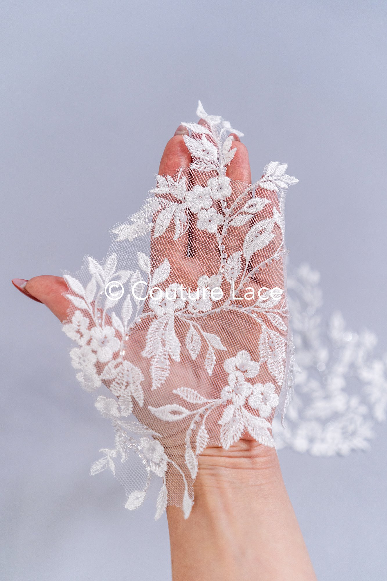 Perlenmuster aus Blumenspitze für das Brautkleid/zarte Spitzenapplikationen für das Brautkleid/perlenbesetzte Spitzenaufnäher für das Brautkleid// A24-461