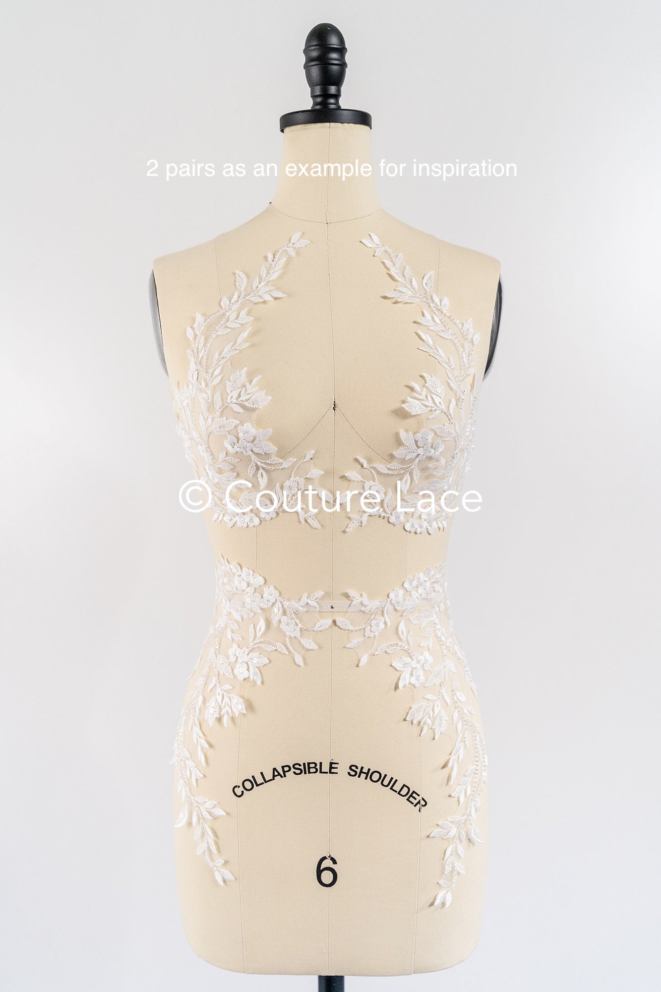 Perlenmuster aus Blumenspitze für das Brautkleid/zarte Spitzenapplikationen für das Brautkleid/perlenbesetzte Spitzenaufnäher für das Brautkleid// A24-461