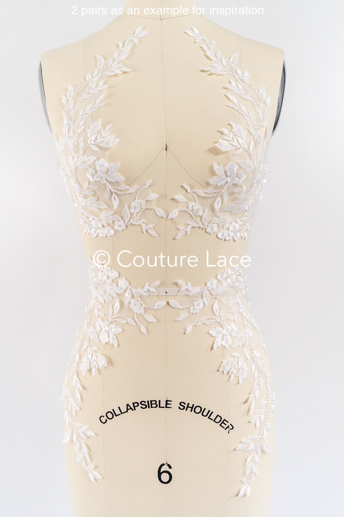 Perlenmuster aus Blumenspitze für das Brautkleid/zarte Spitzenapplikationen für das Brautkleid/perlenbesetzte Spitzenaufnäher für das Brautkleid// A24-461