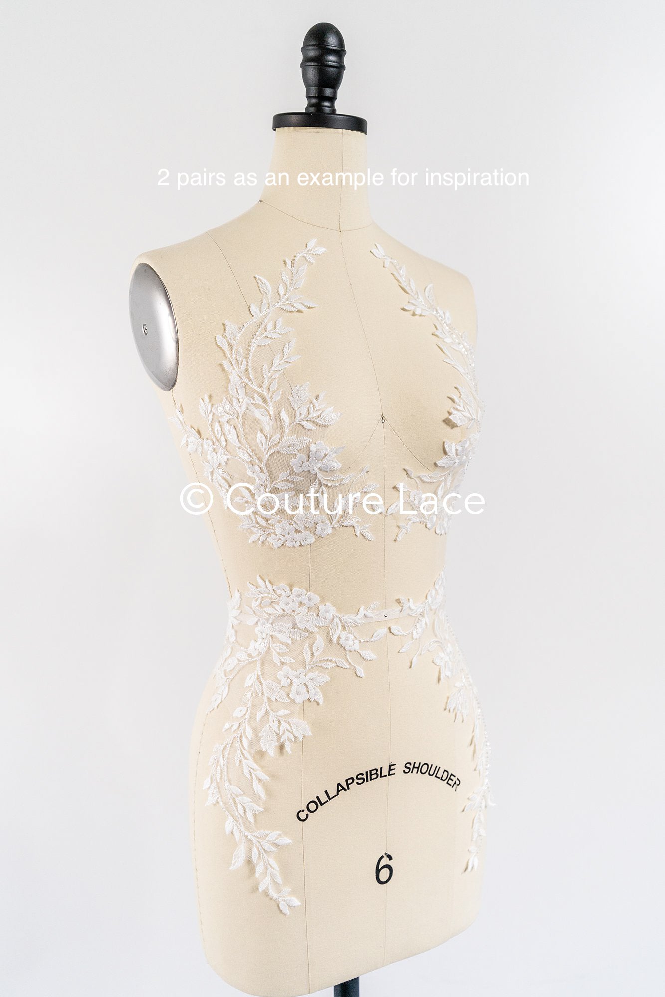 Perlenmuster aus Blumenspitze für das Brautkleid/zarte Spitzenapplikationen für das Brautkleid/perlenbesetzte Spitzenaufnäher für das Brautkleid// A24-461