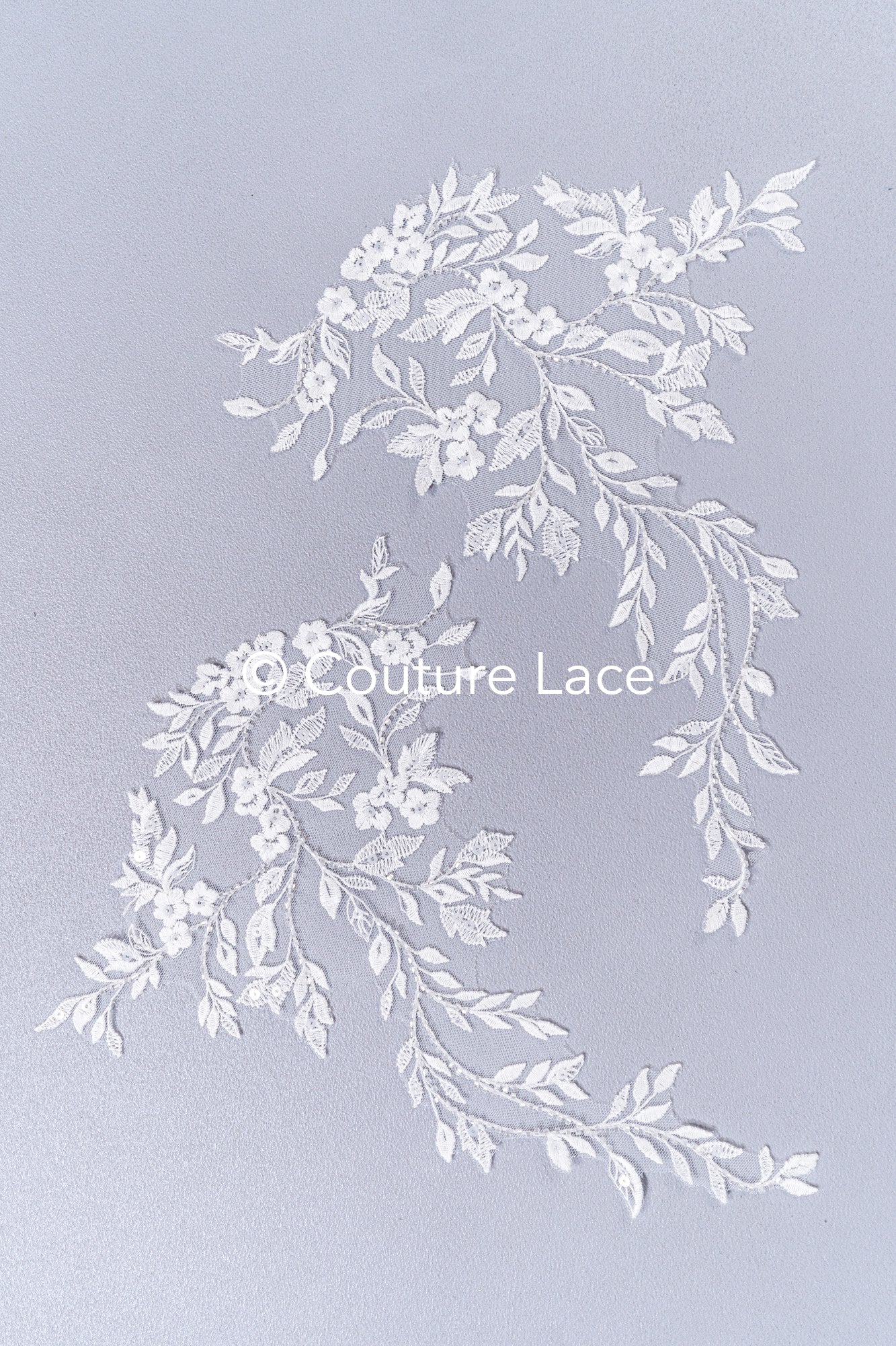 Perlenmuster aus Blumenspitze für das Brautkleid/zarte Spitzenapplikationen für das Brautkleid/perlenbesetzte Spitzenaufnäher für das Brautkleid// A24-461