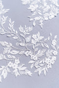 Perlenmuster aus Blumenspitze für das Brautkleid/zarte Spitzenapplikationen für das Brautkleid/perlenbesetzte Spitzenaufnäher für das Brautkleid// A24-461