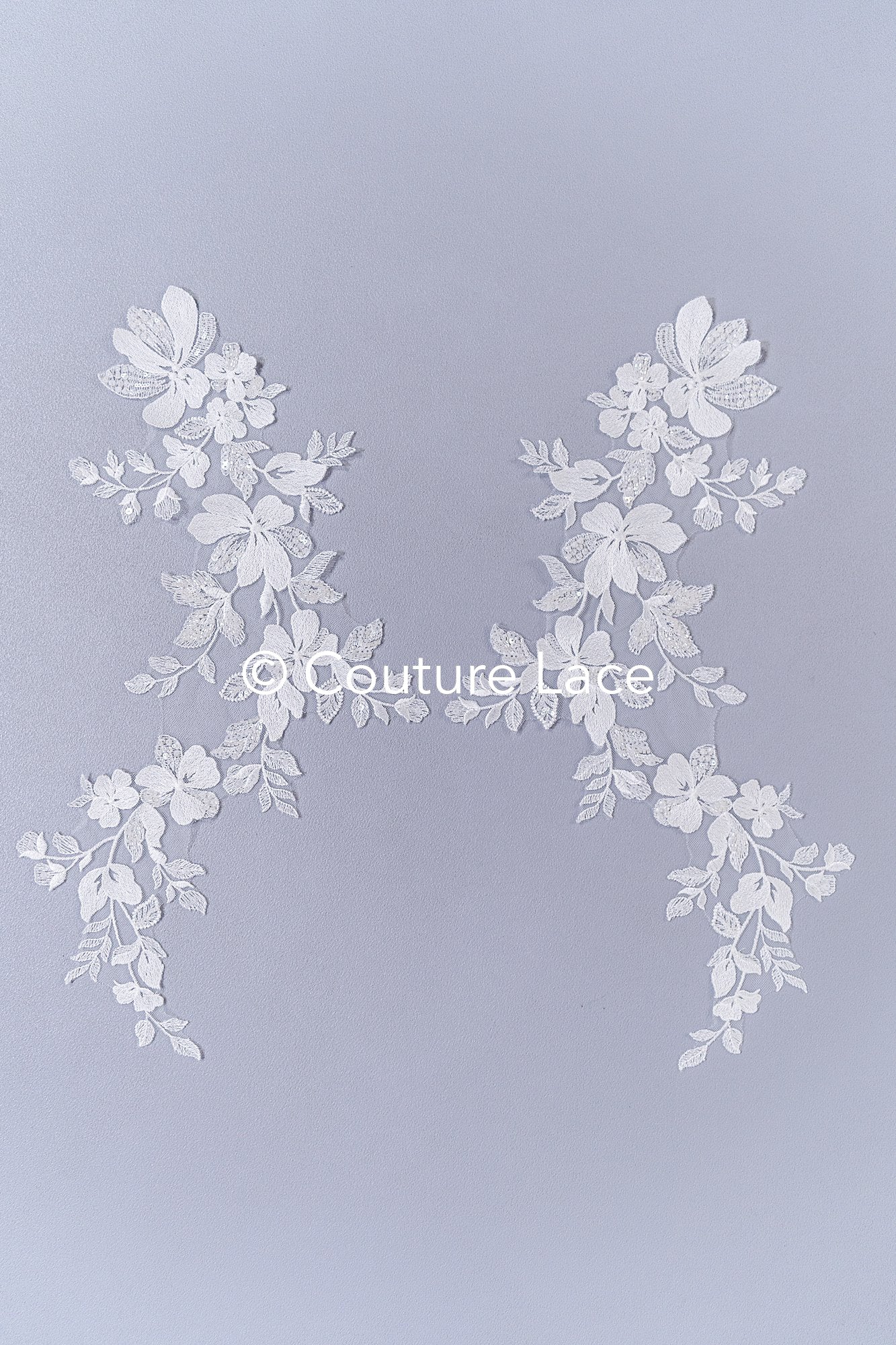 Perlenmuster aus Blumenspitze für das Brautkleid/zarte Spitzenapplikationen für das Brautkleid/perlenbesetzte Spitzenaufnäher für das Brautkleid// A24-464
