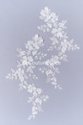 Perlenmuster aus Blumenspitze für das Brautkleid/zarte Spitzenapplikationen für das Brautkleid/perlenbesetzte Spitzenaufnäher für das Brautkleid// A24-464