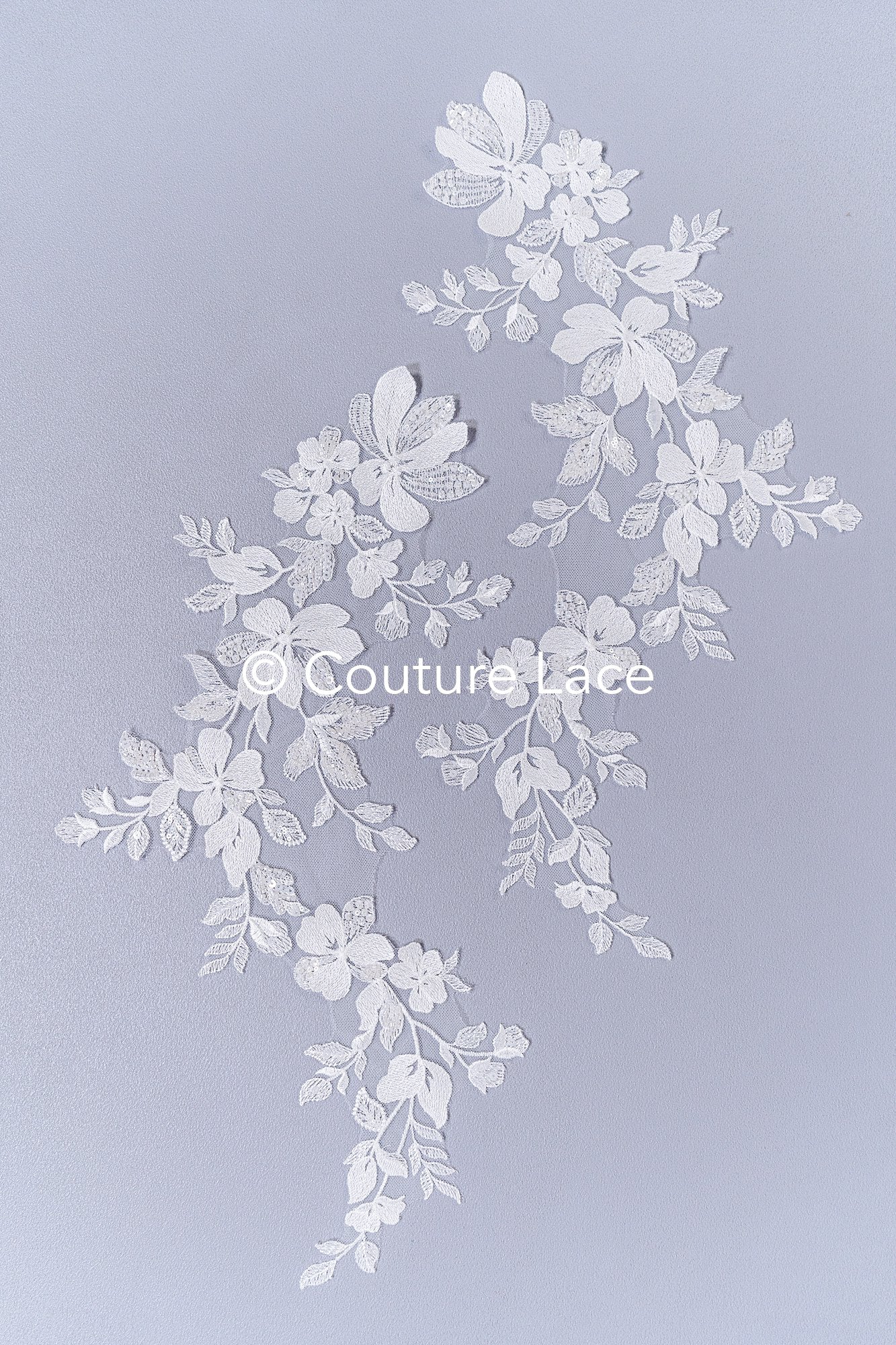 Perlenmuster aus Blumenspitze für das Brautkleid/zarte Spitzenapplikationen für das Brautkleid/perlenbesetzte Spitzenaufnäher für das Brautkleid// A24-464