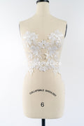 Perlenmuster aus Blumenspitze für das Brautkleid/zarte Spitzenapplikationen für das Brautkleid/perlenbesetzte Spitzenaufnäher für das Brautkleid// A24-464