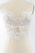 Perlenmuster aus Blumenspitze für das Brautkleid/zarte Spitzenapplikationen für das Brautkleid/perlenbesetzte Spitzenaufnäher für das Brautkleid// A24-464