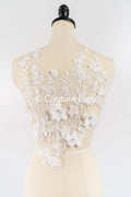 Brautspitzenapplikationen mit 3D Blumen/ Brautkleid Spitzenverzierungen mit Perlen// A24-466