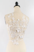 Brautspitzenapplikationen mit 3D Blumen/ Brautkleid Spitzenverzierungen mit Perlen// A24-466