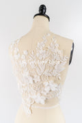 Brautspitzenapplikationen mit 3D Blumen/ Brautkleid Spitzenverzierungen mit Perlen// A24-466
