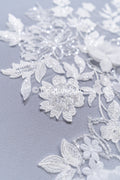 Brautspitzenapplikationen mit 3D Blumen/ Brautkleid Spitzenverzierungen mit Perlen// A24-466