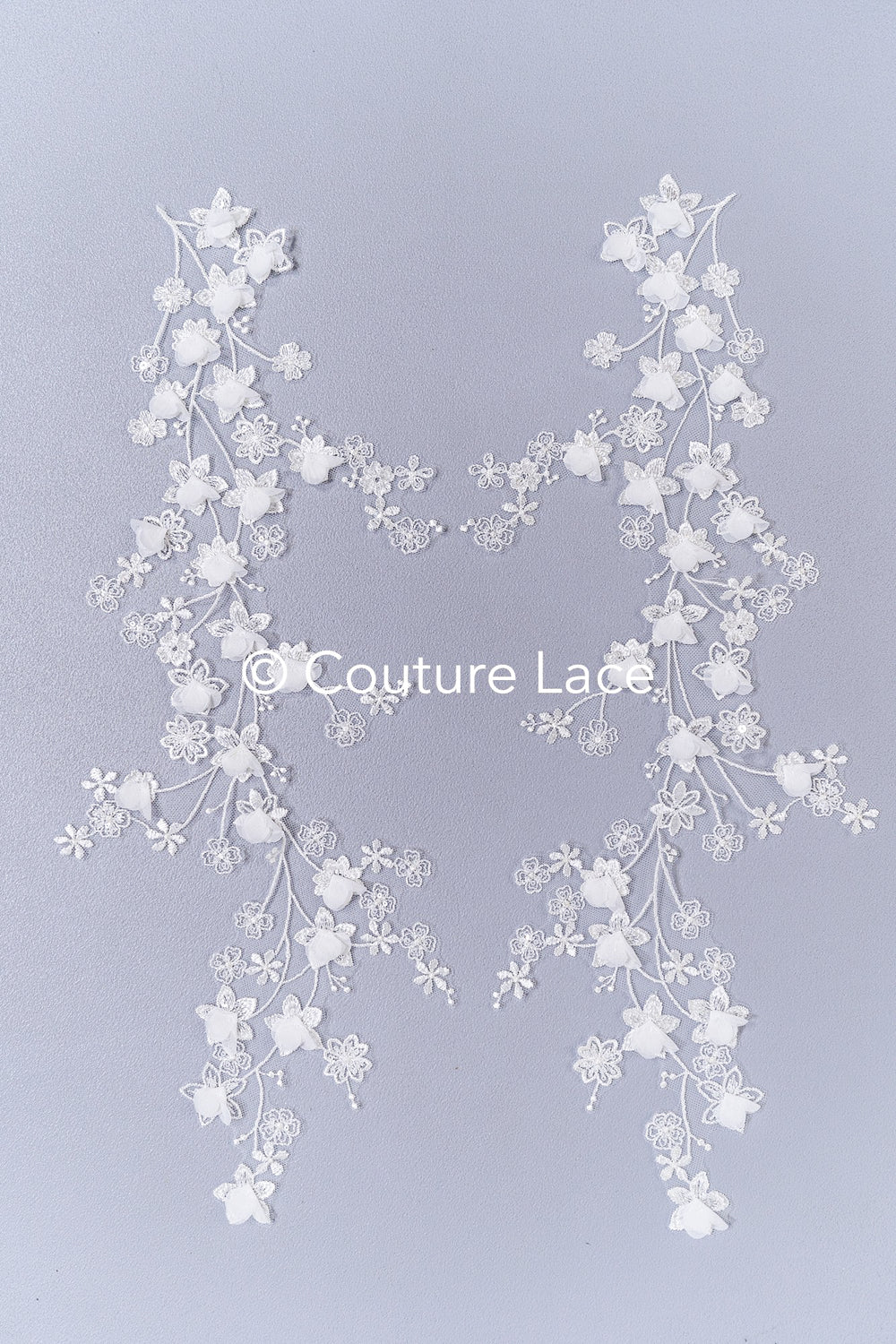 Brautspitzenapplikationen mit 3D Blumen/ Brautkleid Spitzenverzierungen mit Perlen// A24-467