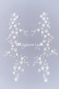 Brautspitzenapplikationen mit 3D Blumen/ Brautkleid Spitzenverzierungen mit Perlen// A24-467