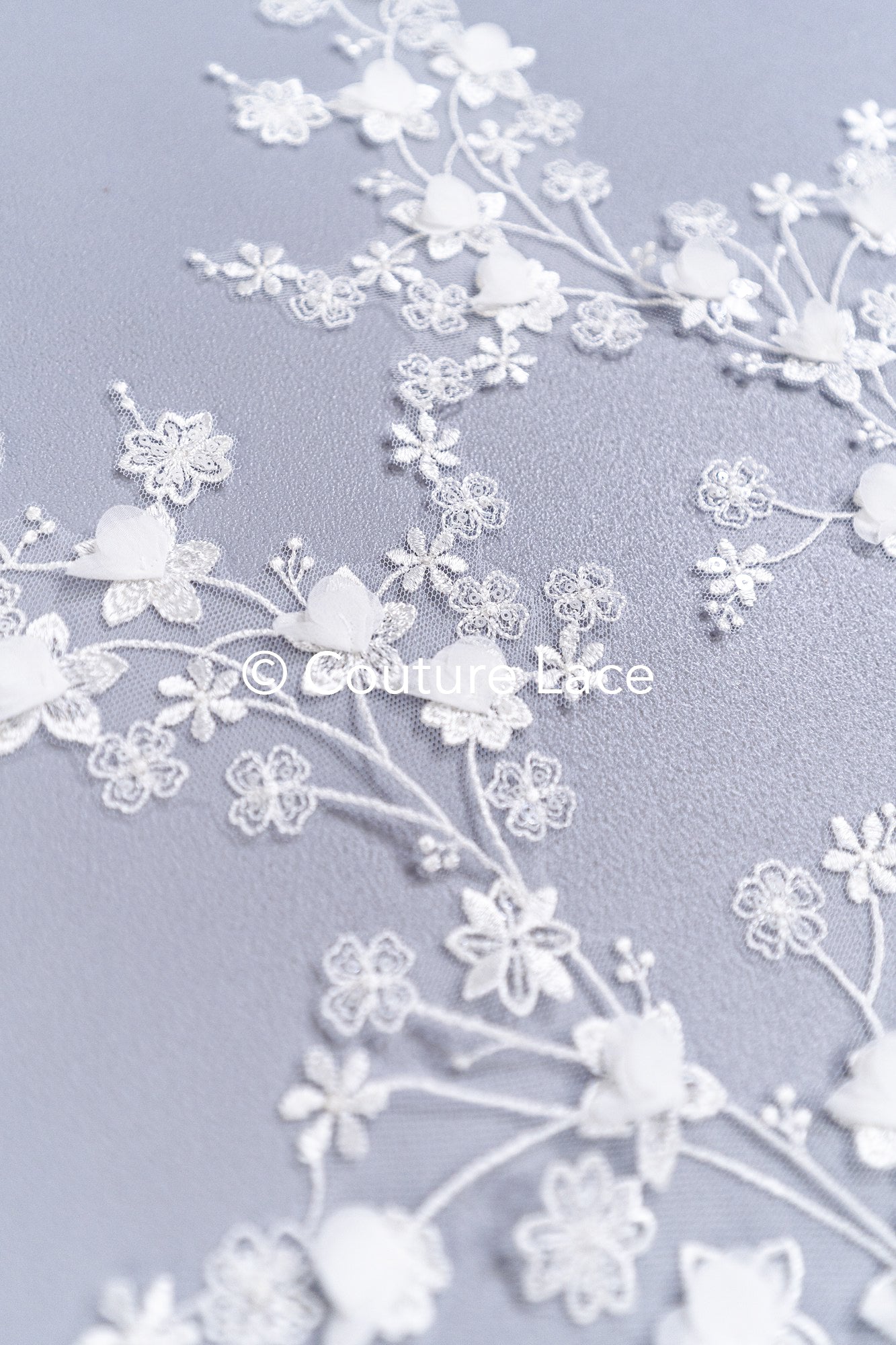 Brautspitzenapplikationen mit 3D Blumen/ Brautkleid Spitzenverzierungen mit Perlen// A24-467