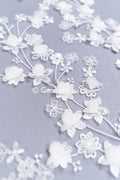 Brautspitzenapplikationen mit 3D Blumen/ Brautkleid Spitzenverzierungen mit Perlen// A24-467