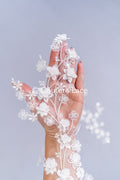 Brautspitzenapplikationen mit 3D Blumen/ Brautkleid Spitzenverzierungen mit Perlen// A24-467