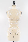 Brautspitzenapplikationen mit 3D Blumen/ Brautkleid Spitzenverzierungen mit Perlen// A24-467