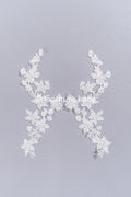 Beaded embroidered floral appliqués for wedding dresses/ bridal lace bead motifs // A25-488