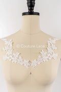 Beaded embroidered floral appliqués for wedding dresses/ bridal lace bead motifs // A25-488