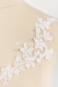 Beaded embroidered floral appliqués for wedding dresses/ bridal lace bead motifs // A25-488
