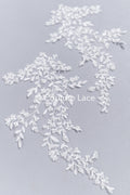 Floral bridal lace appliqué, wedding dress lace motifs // A25-489