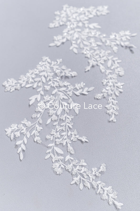Floral bridal lace appliqué, wedding dress lace motifs // A25-489