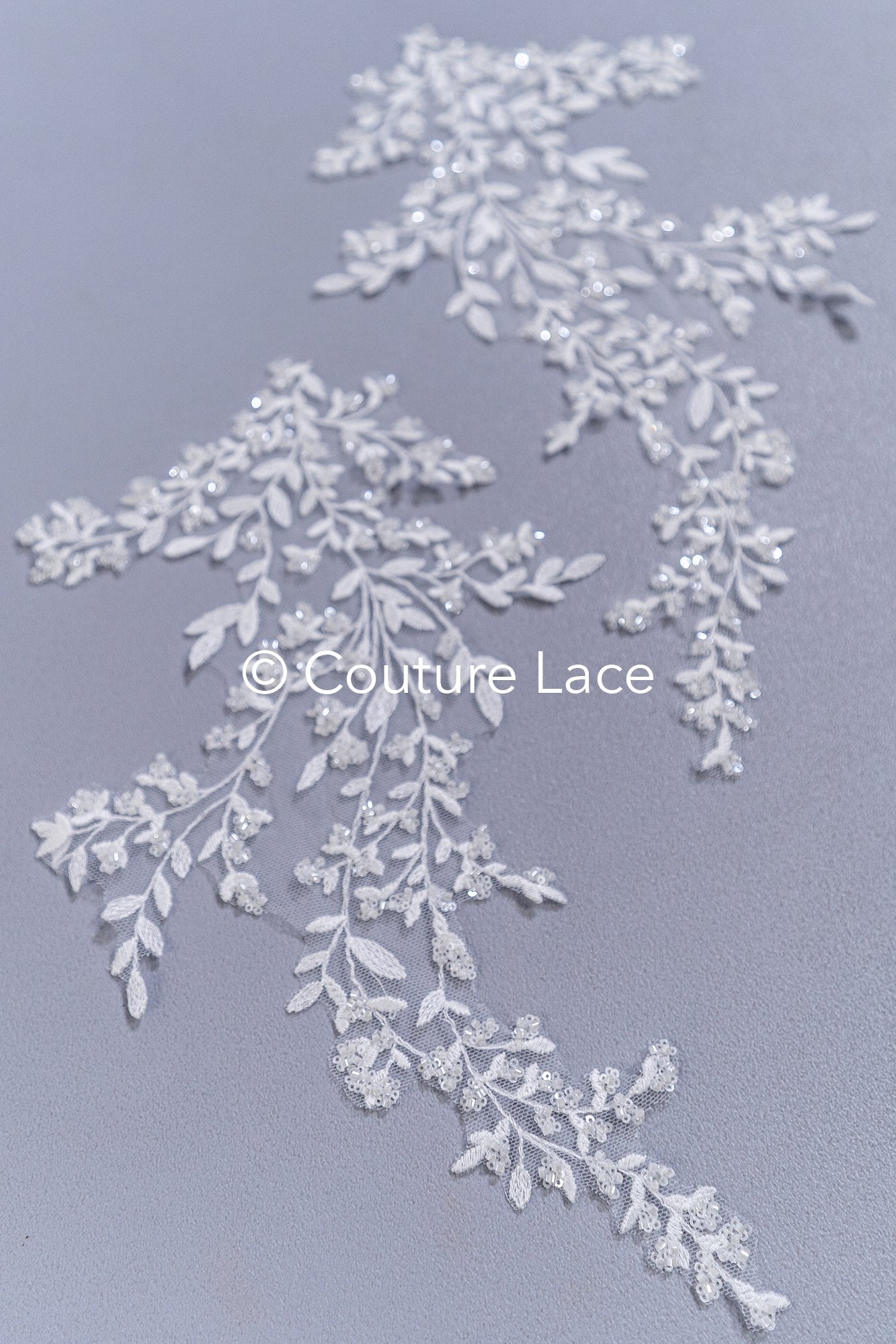 Floral bridal lace appliqué, wedding dress lace motifs // A25-489
