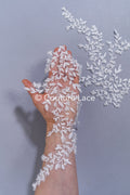 Floral bridal lace appliqué, wedding dress lace motifs // A25-489