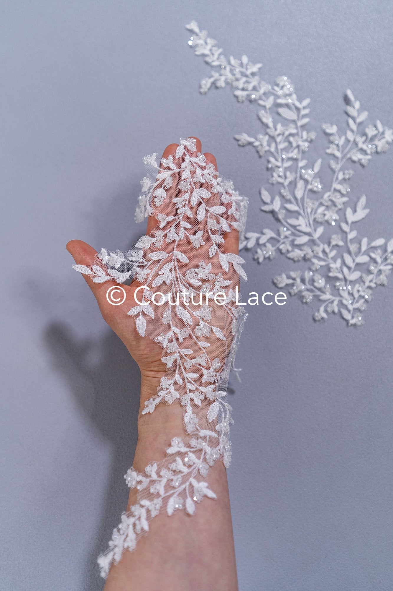 Floral bridal lace appliqué, wedding dress lace motifs // A25-489