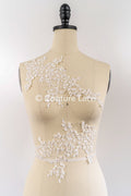 Floral bridal lace appliqué, wedding dress lace motifs // A25-489