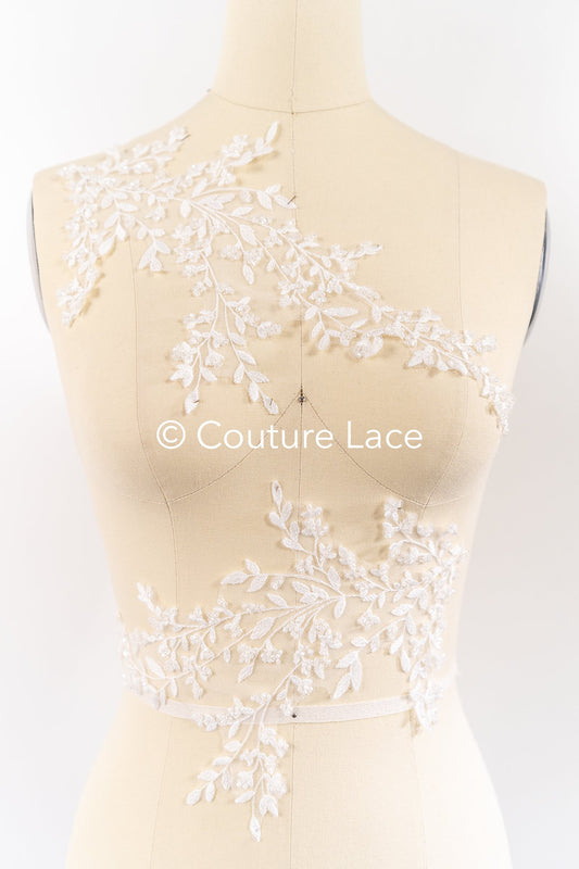 Floral bridal lace appliqué, wedding dress lace motifs // A25-489
