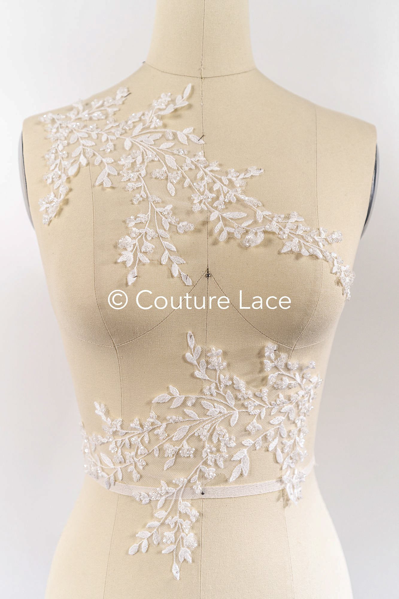 Floral bridal lace appliqué, wedding dress lace motifs // A25-489