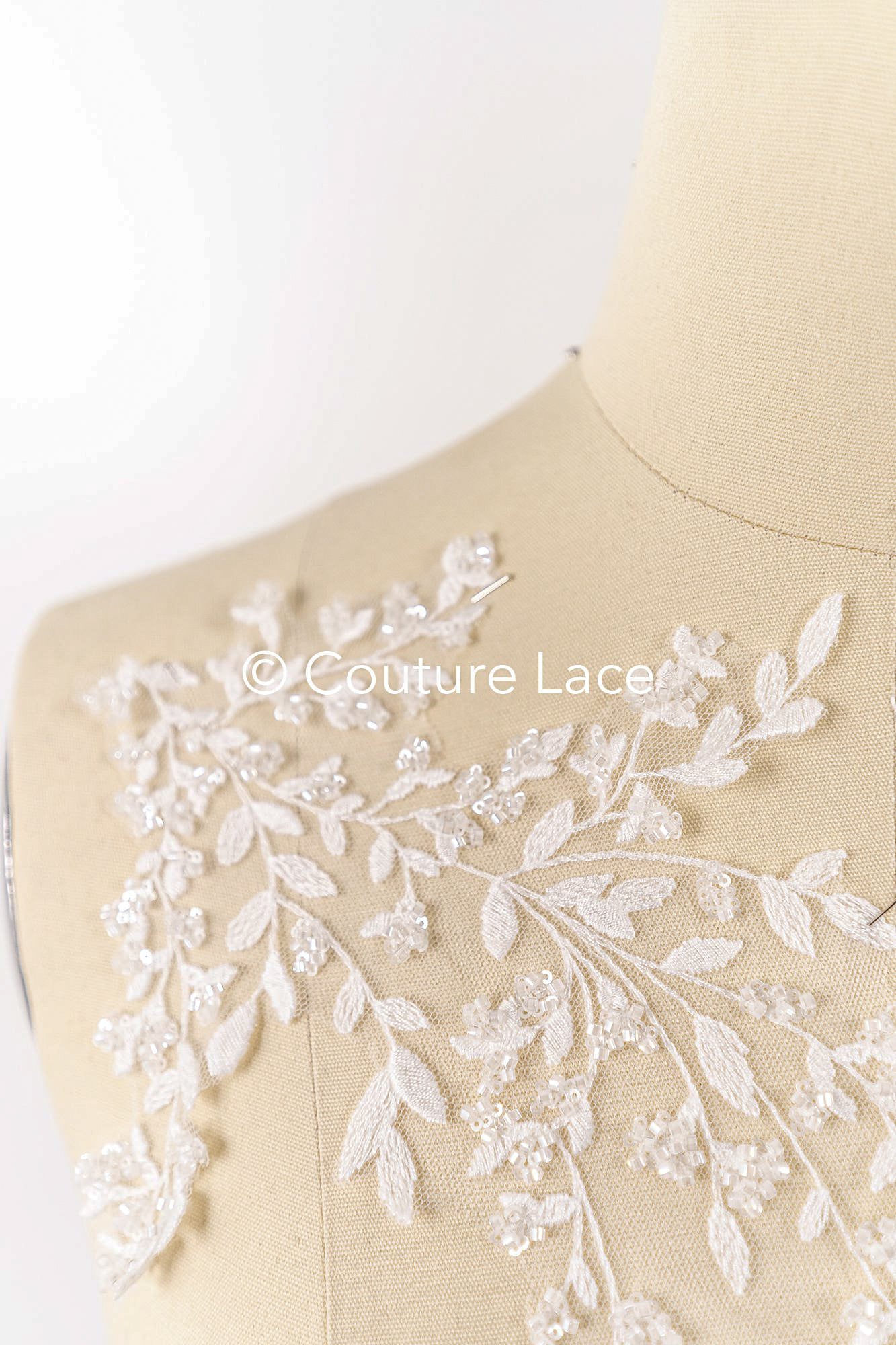 Floral bridal lace appliqué, wedding dress lace motifs // A25-489