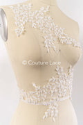 Floral bridal lace appliqué, wedding dress lace motifs // A25-489