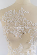 Florale Applikationen für Brautkleider mit Perlen/ Brautkleidspitze Blumenmotiv // A25-490