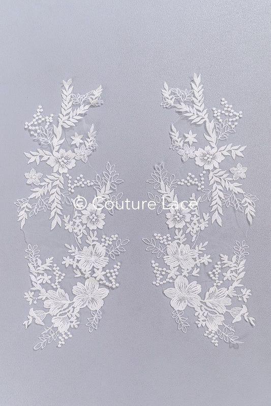 Florale Applikationen für Brautkleider/ Brautkleidspitze Blumenmotiv // A25-492