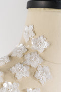 20pcs Lace Flowers for Sewing/ 3D Floral Lace Appliqué/ Wedding Dress Lace Appliqué/ Bridal Lace // A26-493