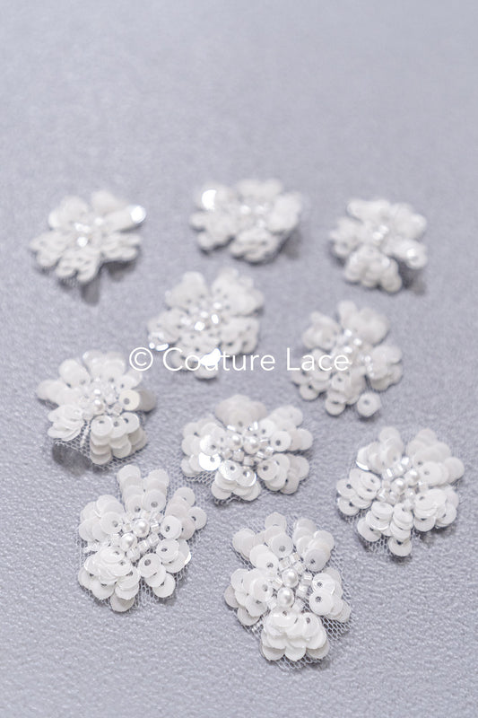 20Stk. 3D Blumen Spitzenapplikation/ Hochzeitskleid Spitzenapplikation/ Aufnähblumen/ A26-496