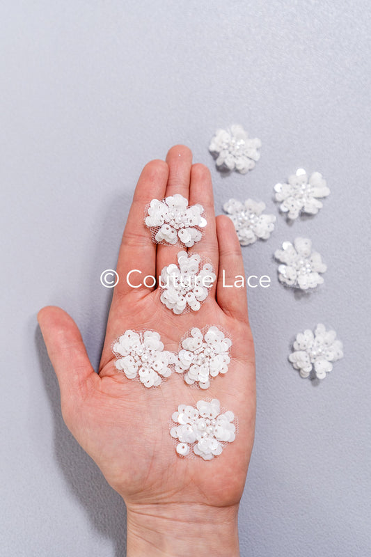 20Stk. 3D Blumen Spitzenapplikation/ Hochzeitskleid Spitzenapplikation/ Aufnähblumen/ A26-496