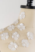 20pcs. Fleurs en dentelle à coudre/ Applique en dentelle fleur 3D/ Applique en dentelle pour robe de mariée/ Dentelle de mariée// A26-497