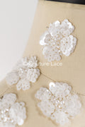 20pcs. Fleurs en dentelle à coudre/ Applique en dentelle fleur 3D/ Applique en dentelle pour robe de mariée/ Dentelle de mariée// A26-497