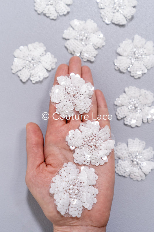 20Stk. 3D Blumen Spitzenapplikation/ Hochzeitskleid Spitzenapplikation/ Aufnähblumen/ A26-498