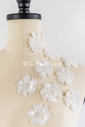 20Stk. 3D Blumen Spitzenapplikation/ Hochzeitskleid Spitzenapplikation/ Aufnähblumen/ A26-498