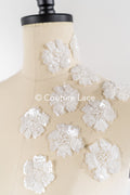 20Stk. 3D Blumen Spitzenapplikation/ Hochzeitskleid Spitzenapplikation/ Aufnähblumen/ A26-498