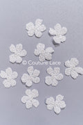 20 piezas de flores de encaje para coser / Aplicaciones de flores 3D de encaje / Aplicaciones de encaje para vestido de novia / Encaje nupcial // A26-501