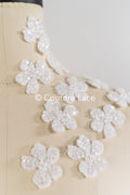 20 piezas de flores de encaje para coser / Aplicaciones de flores 3D de encaje / Aplicaciones de encaje para vestido de novia / Encaje nupcial // A26-501